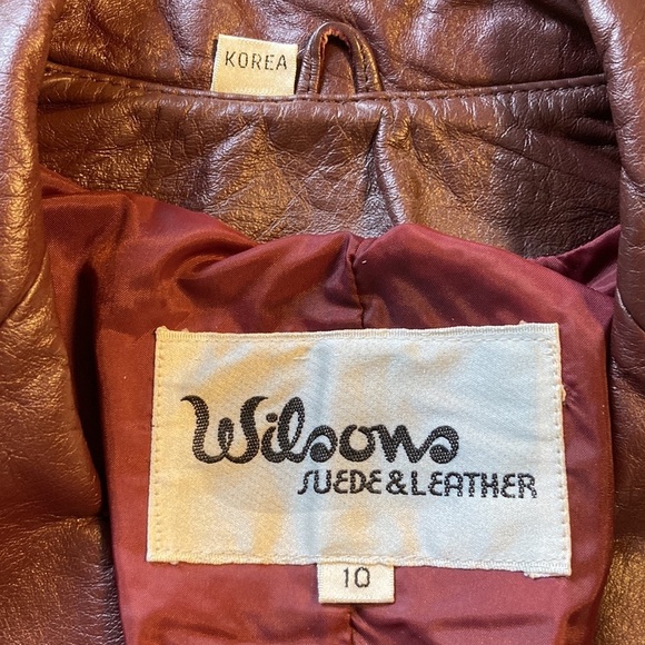 Wilsons Leather Vintage 70s Leather Jacket Blazer Sz 10 Maroon Boho Retro Hippie - Picture 14 of 16